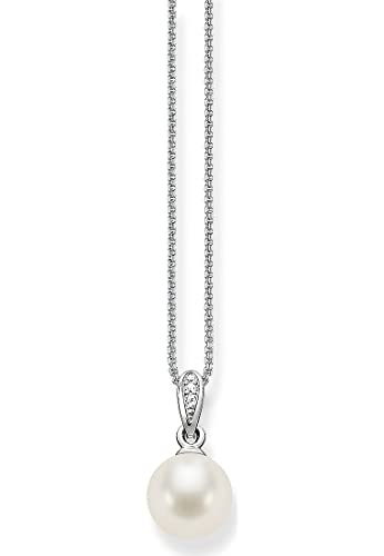 Thomas Sabo Damen-Kette mit Anhänger 925 Silber Perle weiß Ovalschliff Zirkonia 42 cm - SCKE150060 von THOMAS SABO