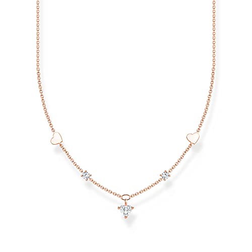 Thomas Sabo Damen Kette mit Herzen und weiße Steine roségold, aus 925er Sterlingsilber mit 750er Roségold-Vergoldung, mit herzförmigen und runden Zirkonia-Steinen, Länge 42cm, KE2154-416-14-L42V von THOMAS SABO