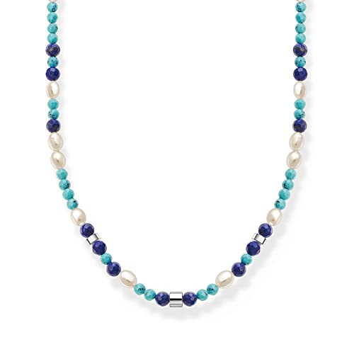 Thomas Sabo Damen Kette mit blauen Steinen und Perlen, mit Verlängerungskettchen aus 925er Sterlingsilber, Länge 45cm, KE2162-775-7-L45V von THOMAS SABO