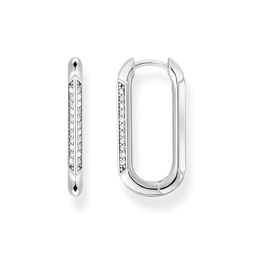 Thomas Sabo Damen Creolen in der Farbe Silber aus 925 geschwärztem Sterlingsilber mit Zirkonia, Größe: 24x12mm, CR674-643-14 von THOMAS SABO