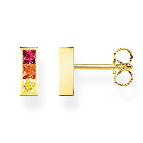 Thomas Sabo Ohrstecker mit bunten Steinen aus 925er Sterling-Silber mit 750er Gelbgold Vergoldung, Höhe: 10mm, H2250-996-7 von THOMAS SABO