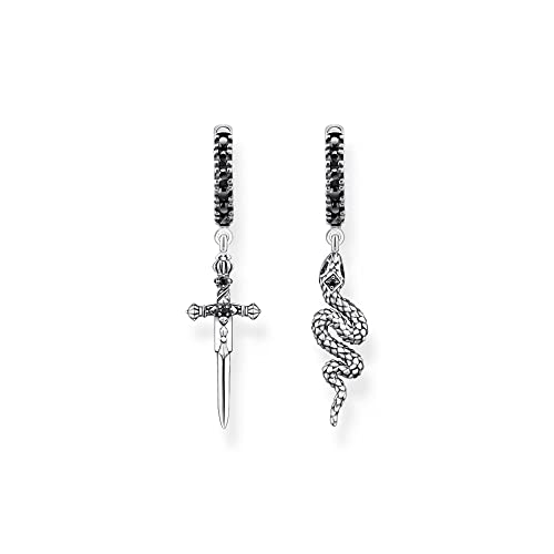 Thomas Sabo Damen Ohrringe Schlange und Schwert in der Farbe Silber aus 925 geschwärztem Sterlingsilber mit Zirkonia, Größe: 35x8 mm, CR713-643-11 von THOMAS SABO