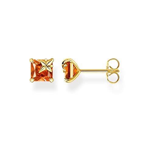 Thomas Sabo Damen Ohrstecker Stern in der Farbe Gold aus 925 Sterlingsilber mit 750 Gelbgold Veredelung mit Zirkonia, Größe: 7x7 mm, H2116-472-8 von THOMAS SABO