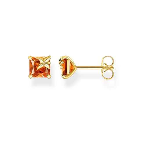 Thomas Sabo Damen Ohrstecker Stern in der Farbe Gold aus 925 Sterlingsilber mit 750 Gelbgold Veredelung mit Zirkonia, Größe: 7x7 mm, H2116-472-8 von THOMAS SABO