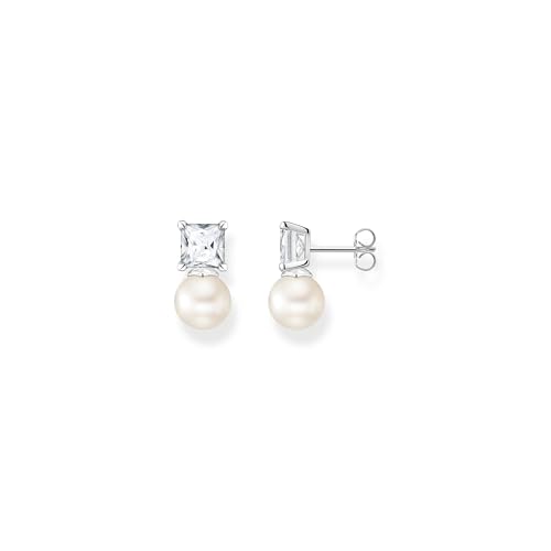 Thomas Sabo Damen Ohrstecker in der Farbe Silber aus 925 Sterlingsilber mit Süßwasserperle und Zirkonia, Größe: 17x8mm, H2248-167-14 von THOMAS SABO