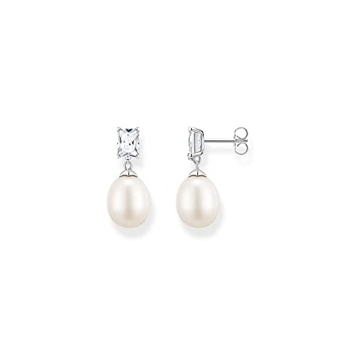 Thomas Sabo Damen Ohrstecker in der Farbe Silber aus 925 Sterlingsilber mit Süßwasserperle und Zirkonia, Größe: 23x5mm, H2241-167-14 von THOMAS SABO
