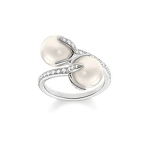 Thomas Sabo Damen-Ring Glam & Soul 925 Silber Zirkonia transparent Perle Gr. 54 (17.2) - TR2079-167-14-54 von THOMAS SABO