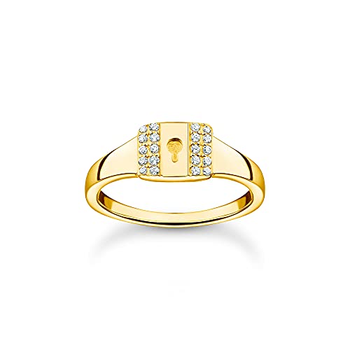 THOMAS SABO Damen Ring Gold Schloss weiße Steine925 Sterlingsilber TR2372-414-14 von THOMAS SABO