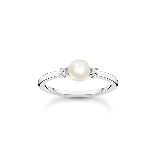 THOMAS SABO Damen Ring Perle mit weißen Steinen 925 Sterlingsilber TR2370-167-14 von THOMAS SABO