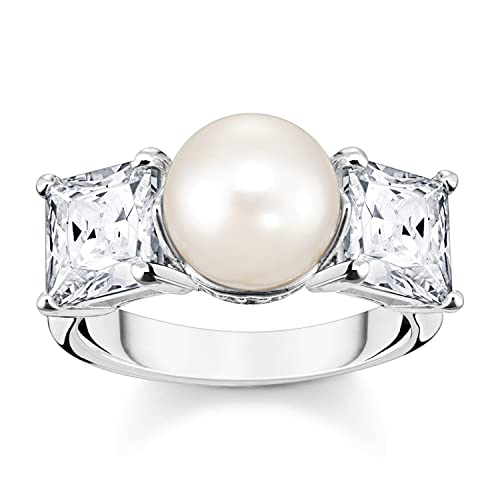 THOMAS SABO Damen-Ring Perle und Weiße Steine Silber TR2408-167-14-58 Ringgröße 58/18,5 von THOMAS SABO