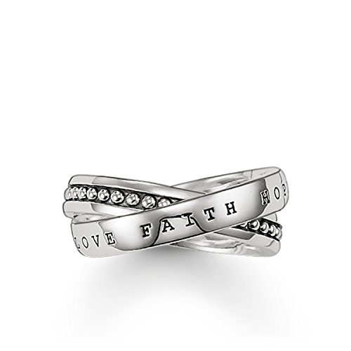 Thomas Sabo Damen-Ring Rebel at heart "Liebe Glaube Hoffnung" 925 Silber Gr. 54 (17.2) - TR1930-001-12-54 von THOMAS SABO