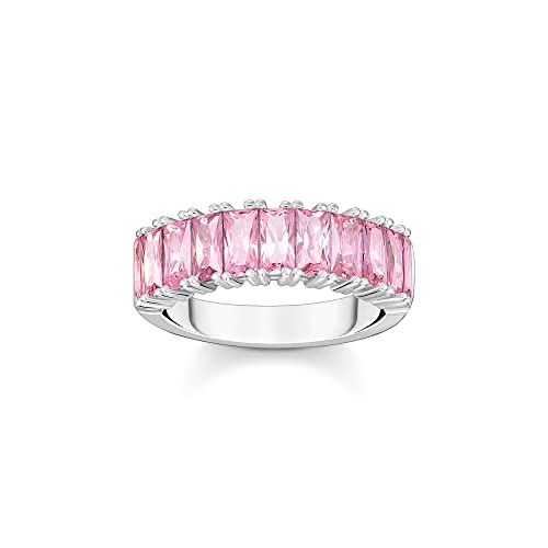 Thomas Sabo Damen Ring aus Sterling-Silber mit Zirkonia-Steinen in Pink, Gr. 56, TR2366-051-9-56 von THOMAS SABO