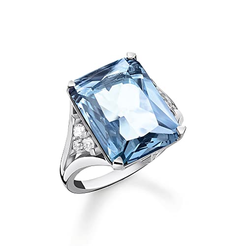 Thomas Sabo Damen Ring aus Sterling-Silber mit Zirkonia-Steinen in Weiß und Blau, Gr. 52, TR2339-059-1-52 von THOMAS SABO