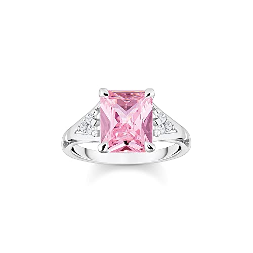 Thomas Sabo Damen Ring aus Sterling-Silber mit Zirkonia-Steinen in Weiß und Pink, Gr. 54, TR2362-051-9-54 von THOMAS SABO