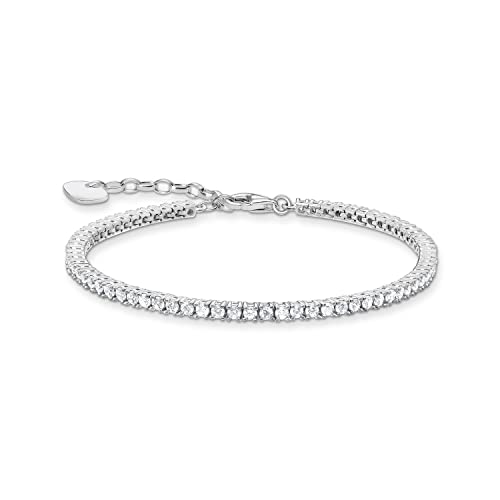 Thomas Sabo Damen Tennisarmband mit weißen Steinen Silber, 925er Sterlingsilber, mit weißen Zirkonia- Steinen, Länge: 16-19 cm, A2021-051-14-L19V von THOMAS SABO