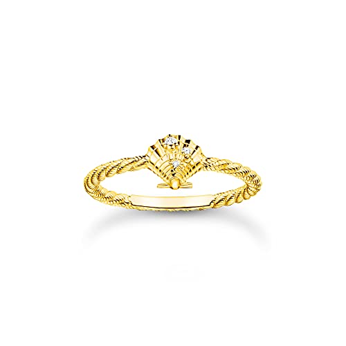 THOMAS SABO Damen Ring Seil mit Muschel Gold 925 Sterlingsilber, 750 Gelbgold Vergoldung TR2400-414-14 von THOMAS SABO