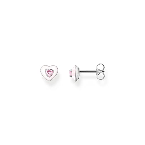 Thomas Sabo Einzel Ohrstecker Herz mit pinkem Stein Kaltemail H2268-041-9 von THOMAS SABO