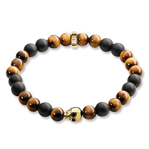 Thomas Sabo Herren-Armband Rebel at heart "Totenkopf Gold" Silber vergoldet Tigerauge braun 17 cm - A1509-881-2-L17 Thomas Sabo Herren-Armband Rebel at heart "Totenkopf Gold" Silber vergoldet Tigerauge braun 17 cm - A1509-881-2-L17 von THOMAS SABO