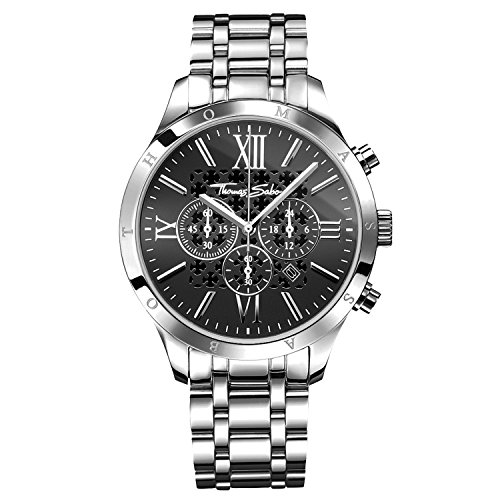 Thomas Sabo Herren Armbanduhr Rebel Urban Chronograph Quarz Edelstahl WA0015-201-203-43 MM von THOMAS SABO