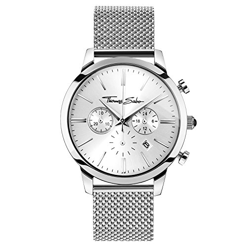 Thomas Sabo Herren Armbanduhr Rebel Spirit Chrono Analog Quarz Edelstahl WA0244-201-201-42 MM von THOMAS SABO