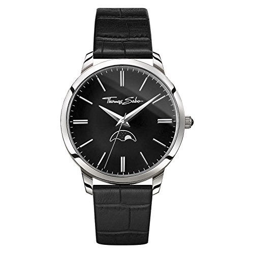 THOMAS SABO Unisex Erwachsene Mondphase Quarz Uhr mit Leder Armband WA0325-218-203-42 mm THOMAS SABO Unisex Erwachsene Mondphase Quarz Uhr mit Leder Armband WA0325-218-203-42 mm von THOMAS SABO