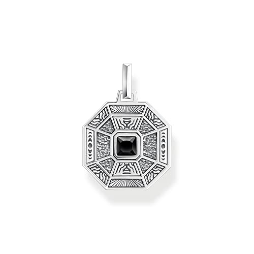 Thomas Sabo Herren Ketten Anhänger Talisman, mit schwarzem Onyx-Stein, 925er Sterlingsilber geschwärzt, Maße: 28 x 20 mm, PE950-507-11 von THOMAS SABO