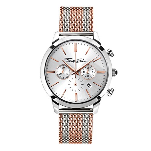 THOMAS SABO Herren Analog Quarz Uhr mit Edelstahl Armband WA0287-283-201-42 mm von THOMAS SABO