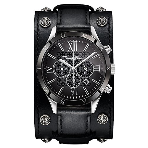 Thomas Sabo Herren Armbanduhr Rebel Icon Analog Quarz Schwarz Leder WA0140-218-203-43 MM von THOMAS SABO