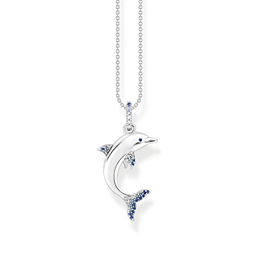 Thomas Sabo Kette Delfin mit blauen Steinen aus Sterling-Silber, Länge: 40cm x 45cm, KE2144-644-1-L45V von THOMAS SABO