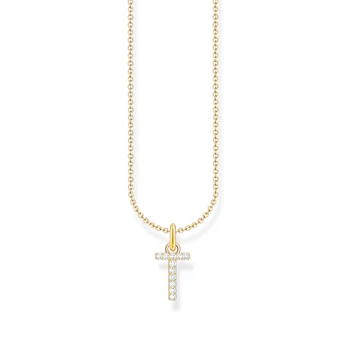 THOMAS SABO Halskette Buchstabe T vergoldetes Silber mit Zirkonia KE2259-414-14 von THOMAS SABO