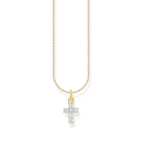 Thomas Sabo Kette mit weißem Kreuz-Anhänger vergoldetes Silber KE2226-414-14 von THOMAS SABO
