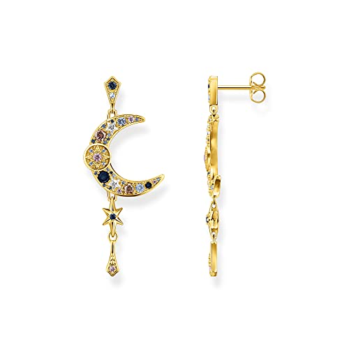 THOMAS SABO Sabo Ohrringe Royalty Mond mit Steinen aus 925 Sterlingsilber 750er Gelbgold-Vergoldung, Maße: ca. 4,5cm x 1,8cm, H2200-959-7 THOMAS SABO Sabo Ohrringe Royalty Mond mit Steinen aus 925 Sterlingsilber 750er Gelbgold-Vergoldung, Maße: ca. 4,5cm x 1,8cm, H2200-959-7 von THOMAS SABO