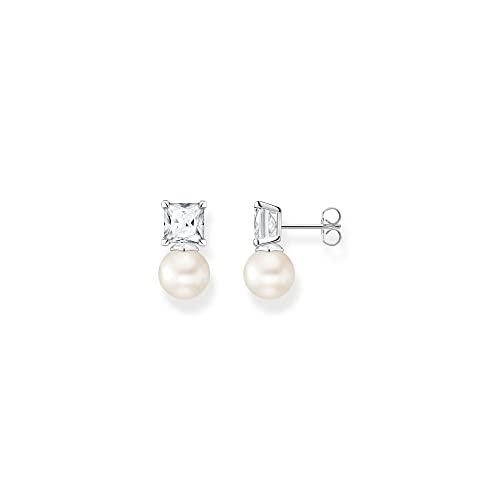 Thomas Sabo Damen Ohrstecker in der Farbe Silber aus 925 Sterlingsilber mit Süßwasserperle und Zirkonia, Größe: 17x8mm, H2248-167-14 von THOMAS SABO