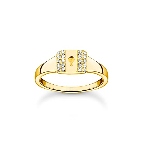 THOMAS SABO Damen Ring Gold Schloss weiße Steine925 Sterlingsilber TR2372-414-14 von THOMAS SABO