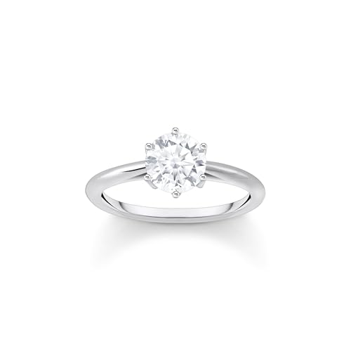 THOMAS SABO Ring mit weißem Stein im Brillantschliff Recyceltes 925 Sterling Silber Zirkonia, Größe 56, TR2474-051-14-56 von THOMAS SABO
