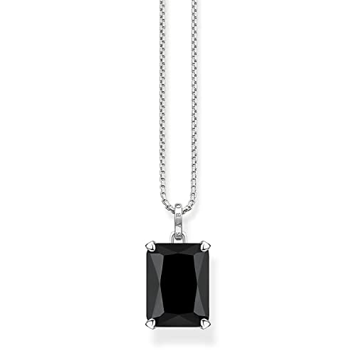 Thomas Sabo Damen Kette mit großem schwarzen Stein Silber, aus 925 Sterlingsilber, Länge 50cm, KE1957-698-11-L50V von THOMAS SABO