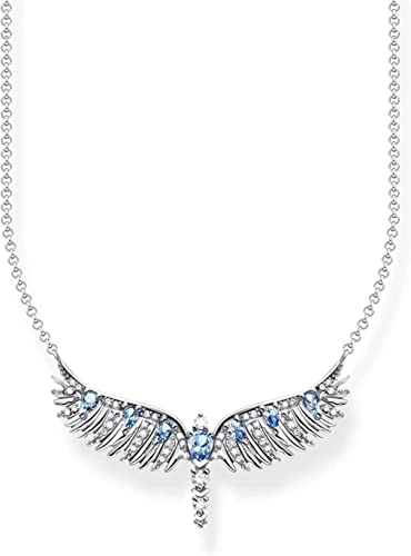 Thomas Sabo Damen Kette Phönix-Flügel mit blauen Steinen silber, aus geschwärztem 925er Sterlingsilber, Länge 45cm, KE2169-644-1-L45V von THOMAS SABO