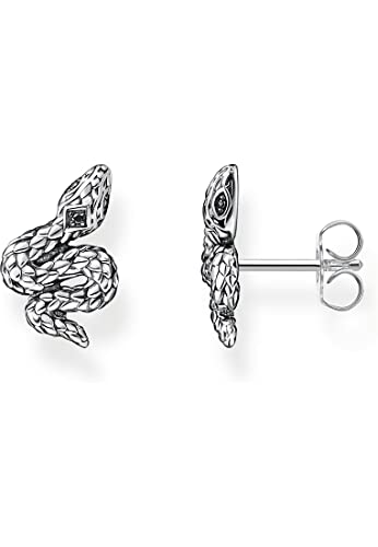 Thomas Sabo Damen Ohrringe Schlange in der Farbe Silber aus 925 geschwärztem Sterlingsilber mit Zirkonia, Größe: 13x9 mm, H2261-643-11 von THOMAS SABO