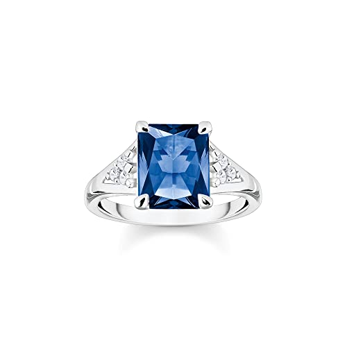 THOMAS SABO Damen Ring mit blauen und weißen Steinen Silber 925 Sterlingsilber TR2362-166-1 von THOMAS SABO