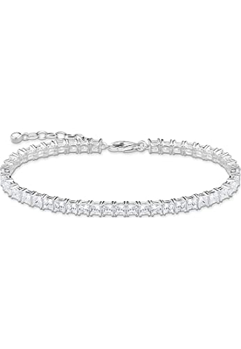 Thomas Sabo Damen Tennisarmband mit weißen Steinen Silber, 925er Sterlingsilber, mit 44 weißen Zirkonia-Steinen, Länge: 16-19 cm, A2029-051-14-L19V von THOMAS SABO