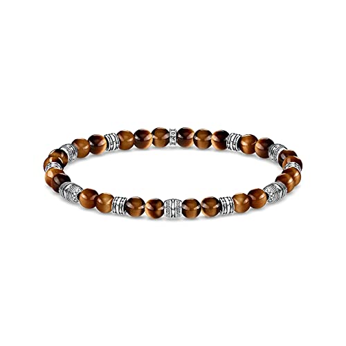 Thomas Sabo Herren Armband Talisman Tigerauge, aus polierten Tigerauge Perlen, geschwärzten 925er Sterlingsilber Elementen, Länge: 19 cm, A1923-826-2-L19 von THOMAS SABO