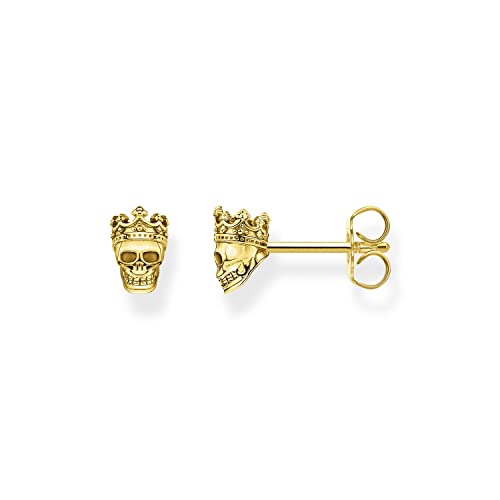 Thomas Sabo Herren Ohrstecker Totenkopf König in der Farbe Gold aus 925 Sterlingsilber mit 750 Gelbgold Veredelung, Größe: 7,5x5 mm, H2163-413-39 von THOMAS SABO