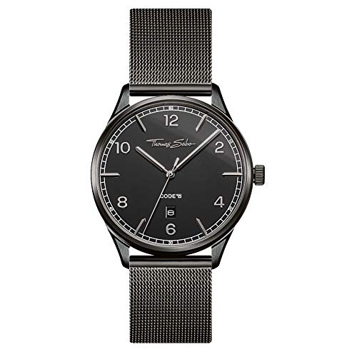 THOMAS SABO Unisex Erwachsene Analog Quarz Uhr mit Edelstahl Armband WA0342-202-203-40 mm von THOMAS SABO