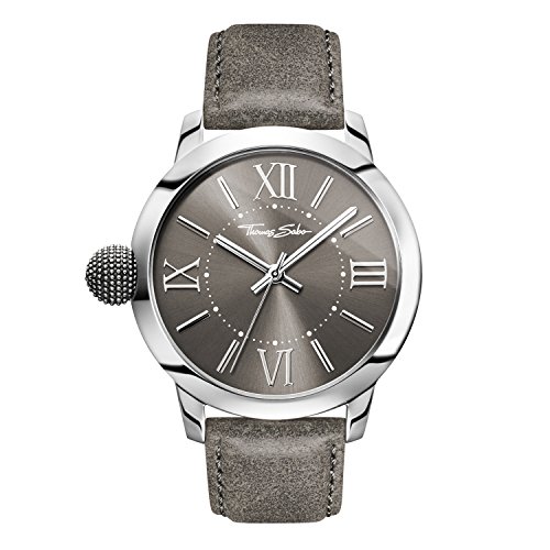 THOMAS SABO Herren Analog Quarz Uhr mit Leder Armband WA0294-273-210-46 mm von THOMAS SABO