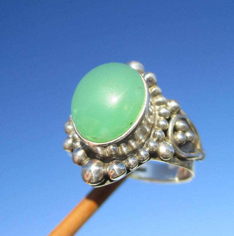 Chrysopras Ring Gr. 17 - Silber 925 von THORALFWOLF