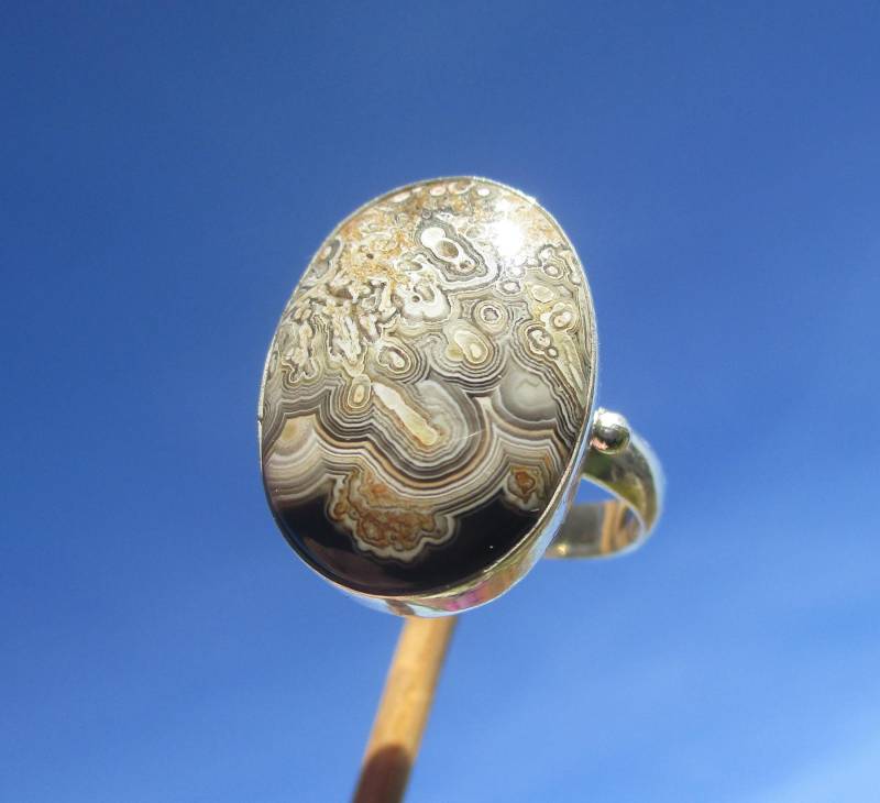 Crazy - Lace Achat Ring Gr. 17 Silber 925 von THORALFWOLF