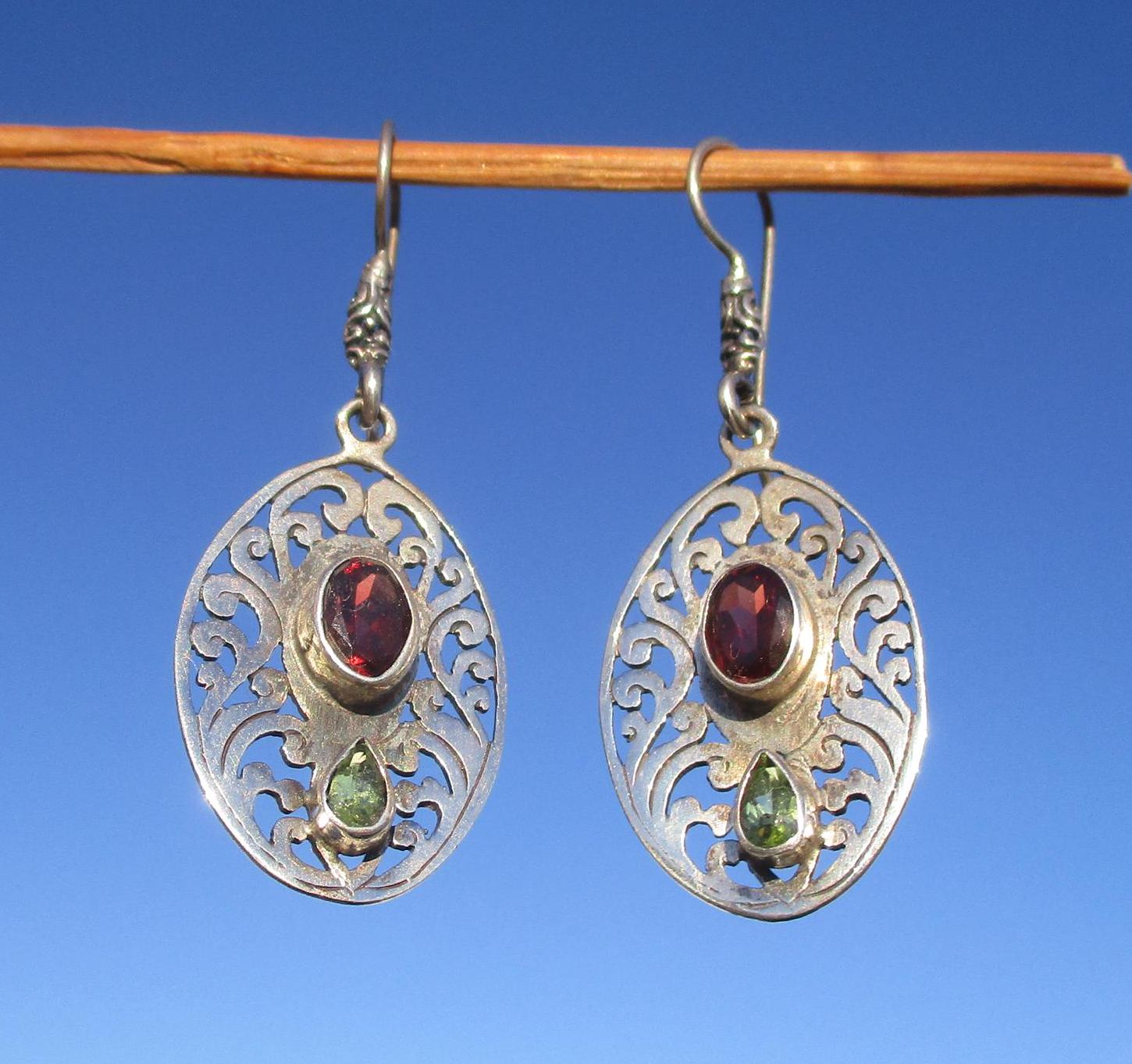 Granat Und Peridot | Olivin - Ohrhänger Silber 925 von THORALFWOLF