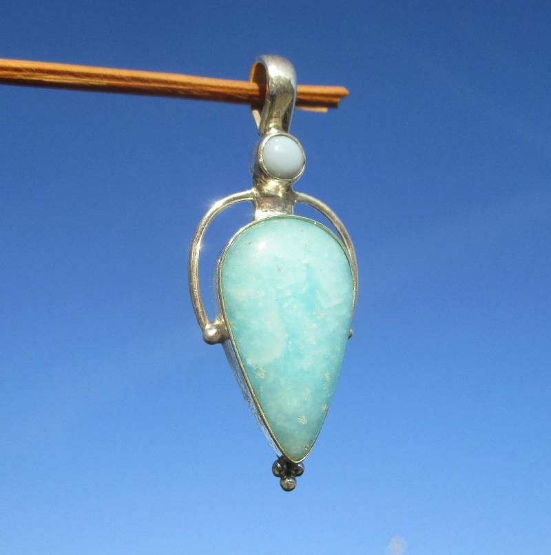 Hemimorphit - Anhänger Silber 925 Mit Owyhee Opal von THORALFWOLF