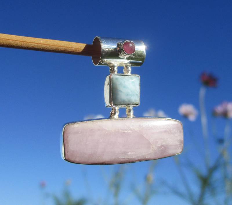 Kunzit - Anhänger Silber 925 Mit Larimar Und Rubin Kunzit - Anhänger Silber 925 Mit Larimar Und Rubin von THORALFWOLF