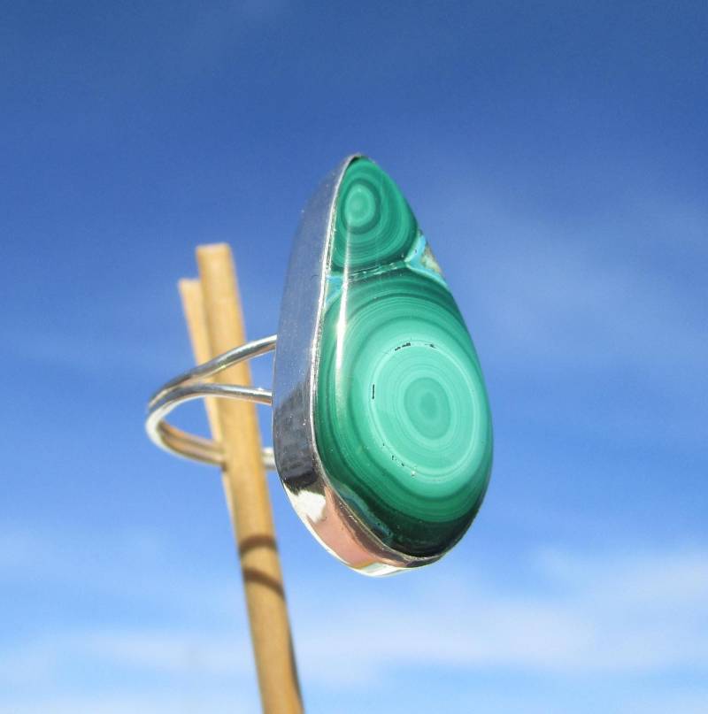 Malachit Mit Chrysokoll , Ring Gr. 17, 25 Silber 925 von THORALFWOLF